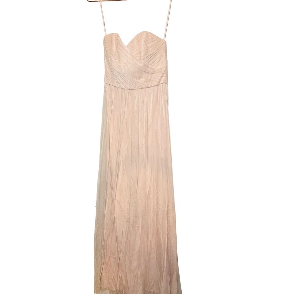 AMSALE Women's Blush Pink Sweetheart Neckline Wedding Chiffon Maxi Dress Size 2